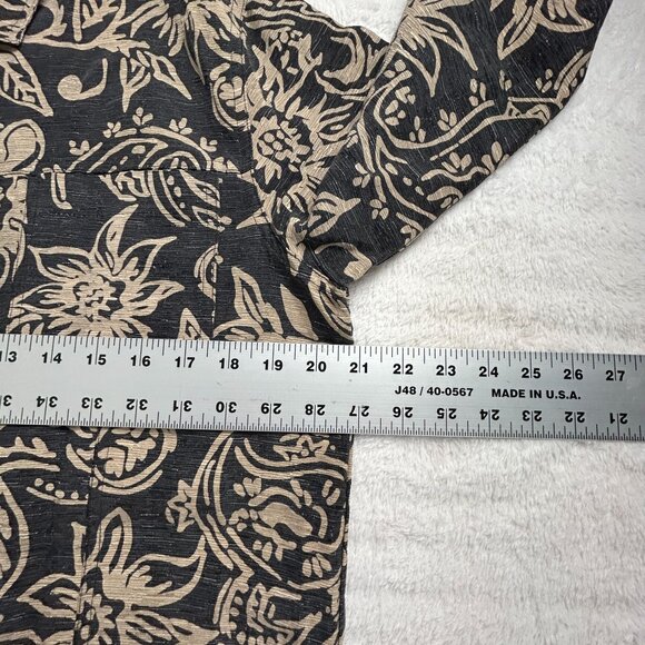 Chico's Design Womens Black Beige Floral Silk Linen Casual Shirt Jacket Size 1 - Picture 7 of 8